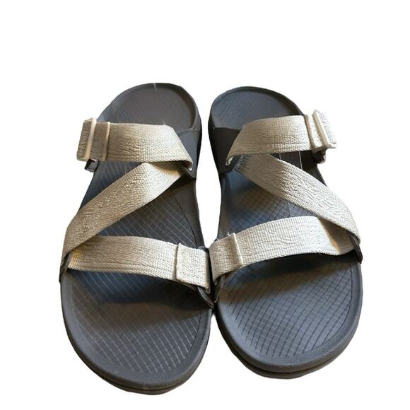 Chaco's Chillos Women's Slide Sandal Cream Adjustable Straps Gray Sole Size 11 - Picture 8 of 13